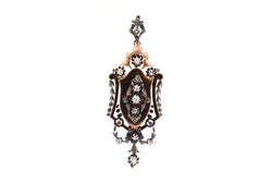 Broche pendentif en or rose et diamants - Castafiore