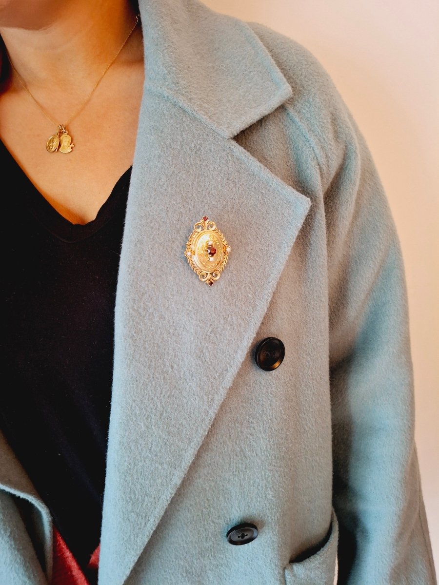 Broche pendentif en or rose, Napoléon III - Castafiore