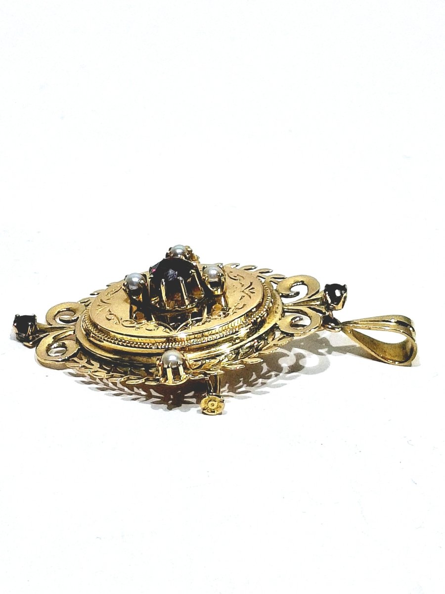 Broche pendentif en or rose, Napoléon III - Castafiore