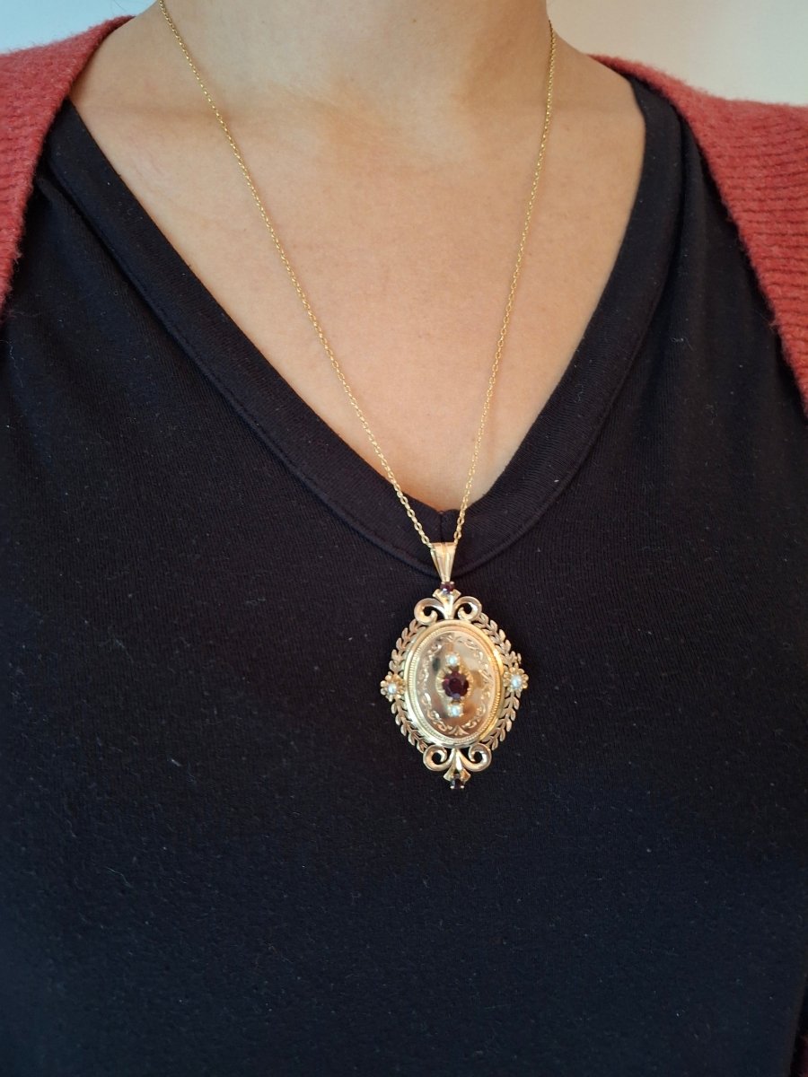 Broche pendentif en or rose, Napoléon III - Castafiore