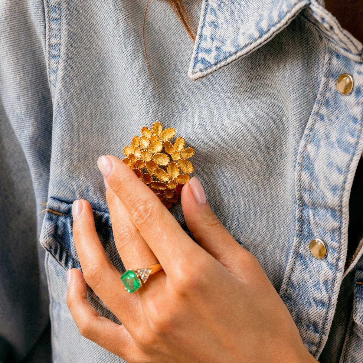 Broche Pendentif Fleurs en or jaune - Castafiore