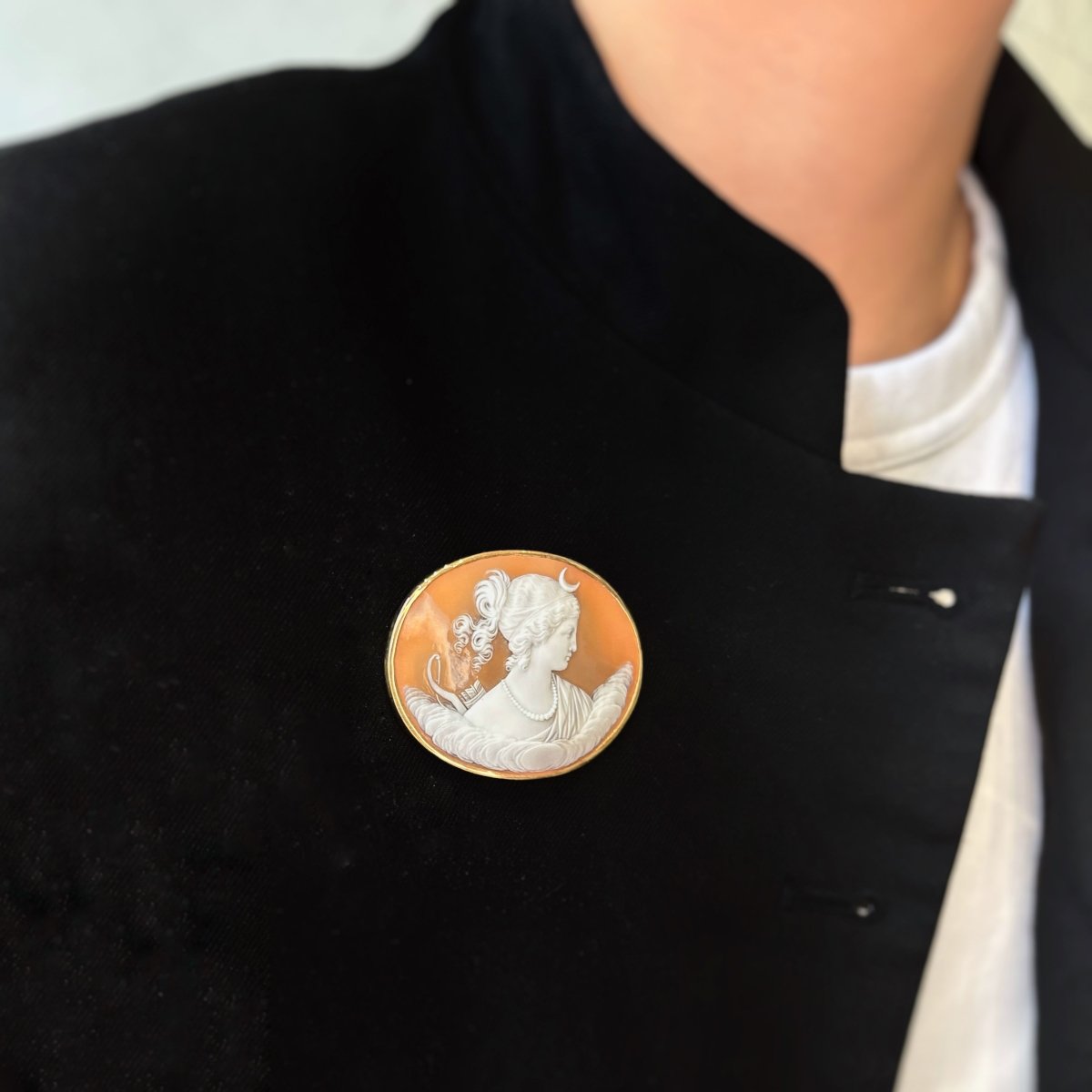 Broche Pendentif - Or & Camée Coquille