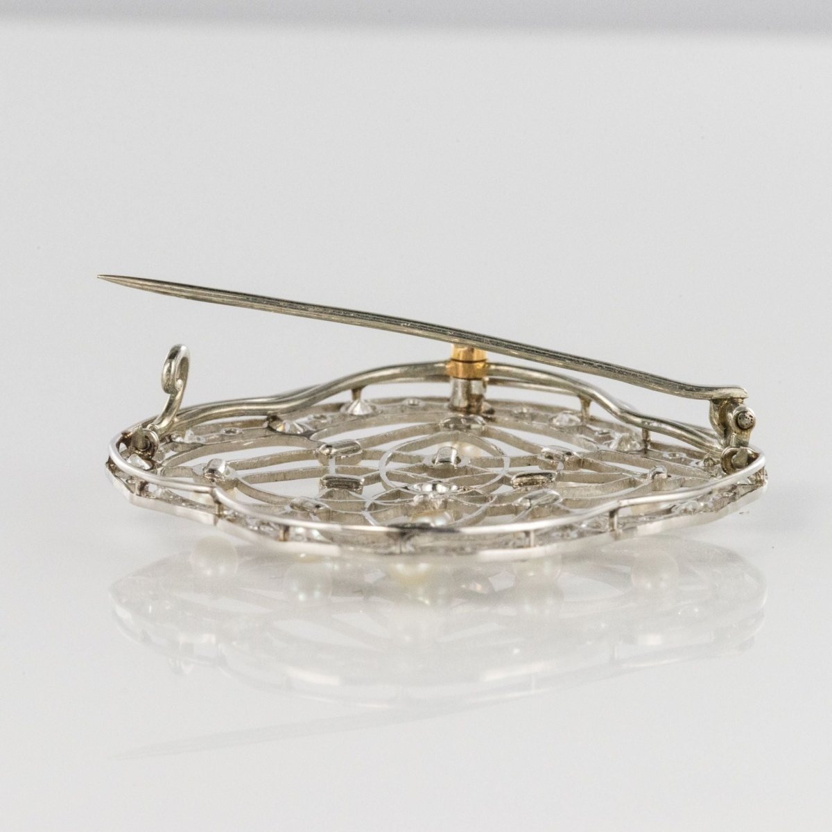 Broche perles fines et diamants Belle Epoque - Castafiore