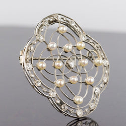 Broche perles fines et diamants Belle Epoque - Castafiore