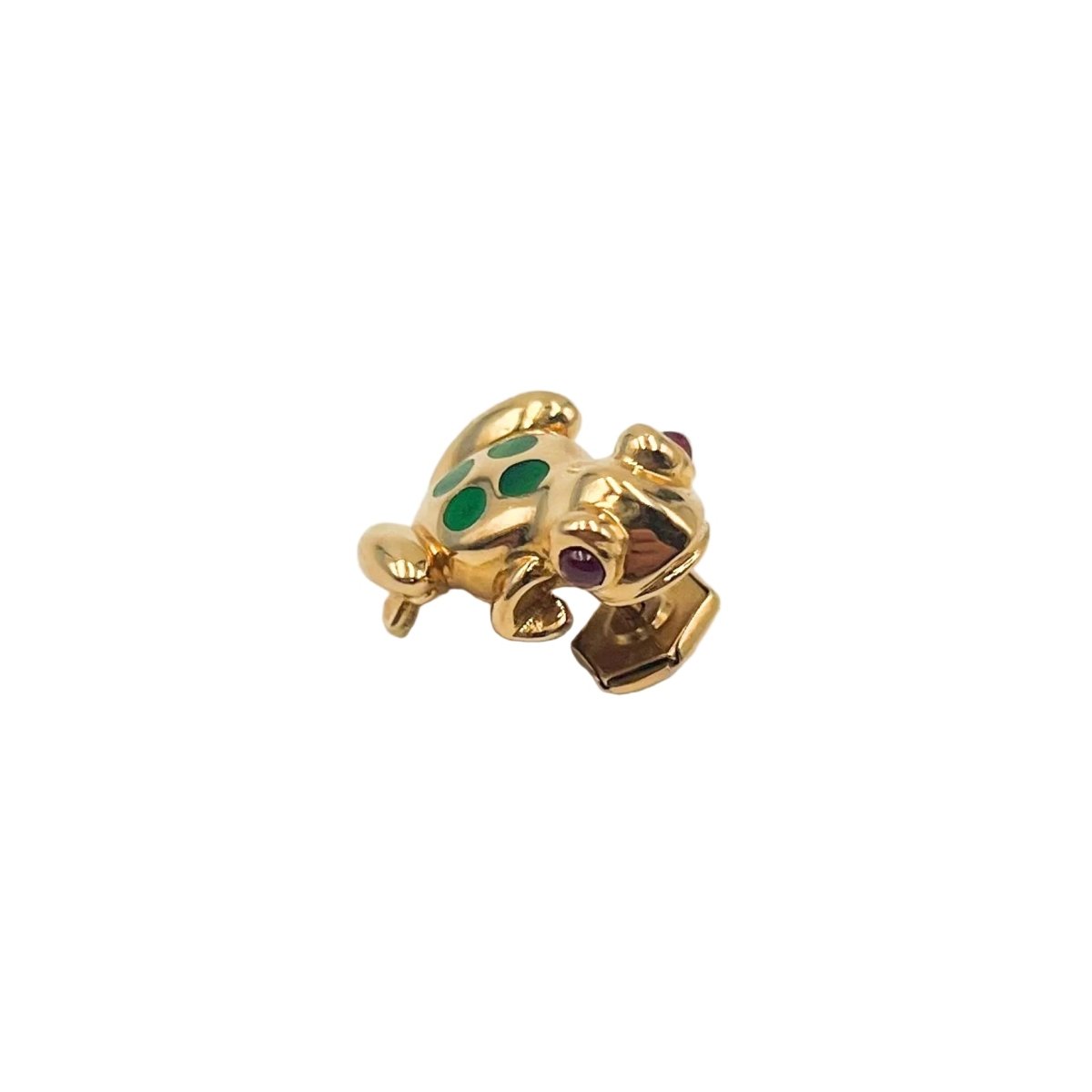 Broche Pin CARTIER "Grenouille" en or jaune, émail et rubis - Castafiore