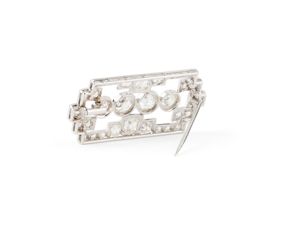 Broche "Plaque" en platine et diamant - Castafiore