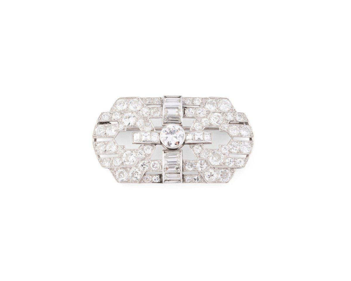 Broche plaque en platine et diamants - Castafiore