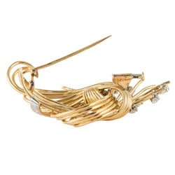 Broche rétro en or jaune et diamants - Castafiore