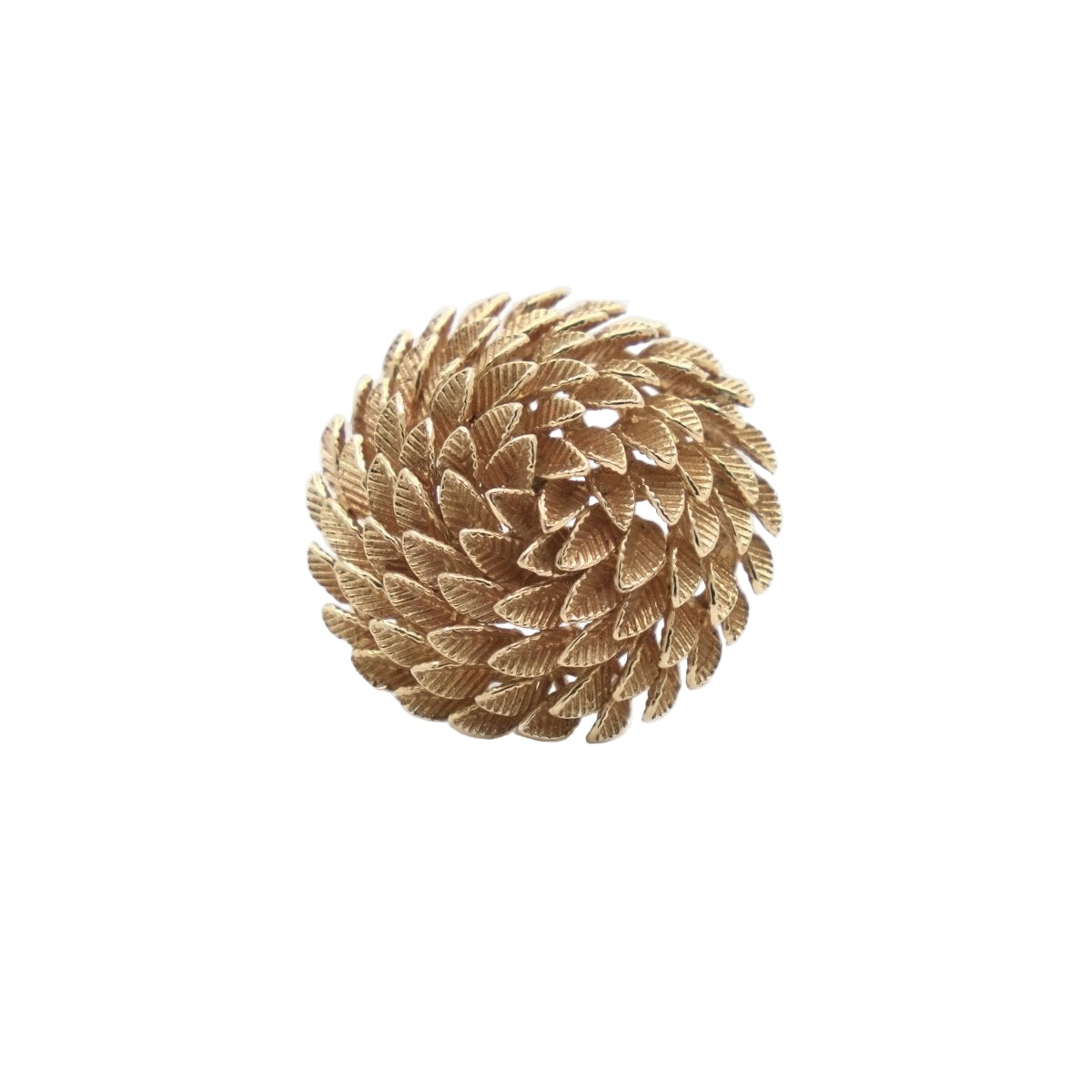 Broche ronde "Feuillage" en or jaune - Castafiore