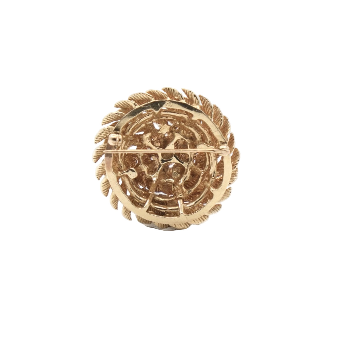 Broche ronde "Feuillage" en or jaune - Castafiore