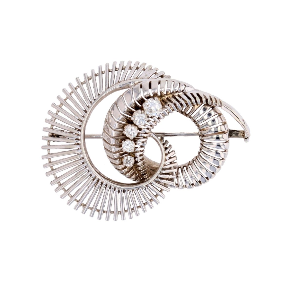 Broche spirale en or blanc et diamants - Castafiore
