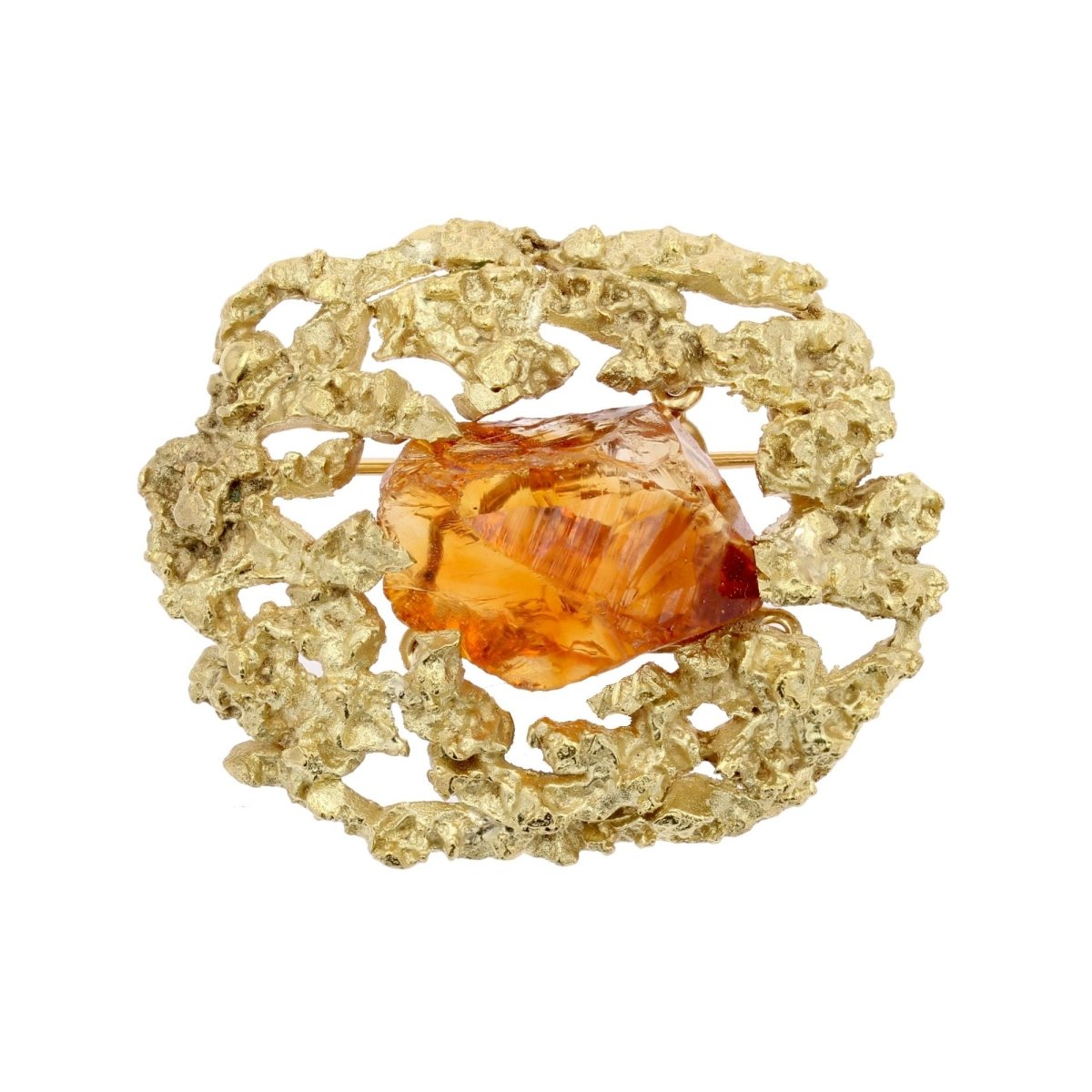 Broche STERN Citrine brute en or jaune - Castafiore