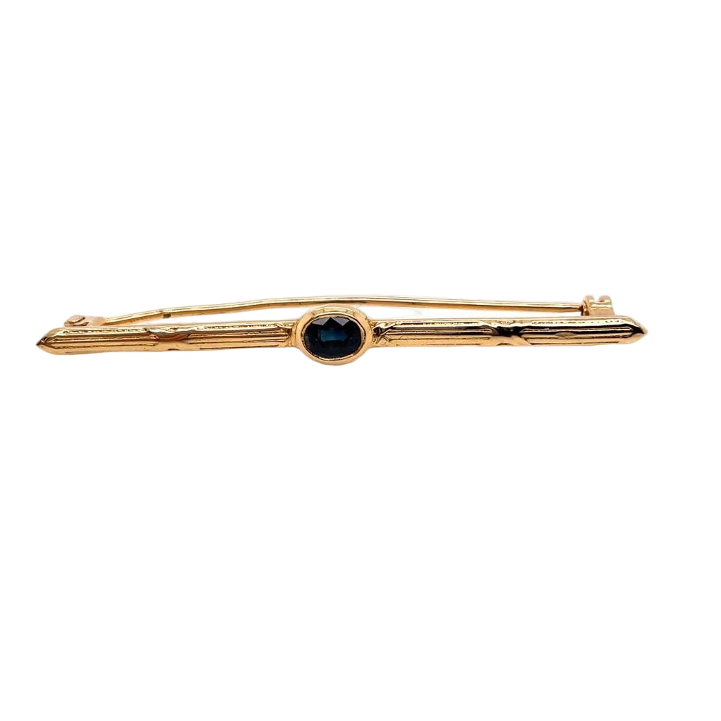Broche Style Empire barrette en or jaune et saphir - Castafiore