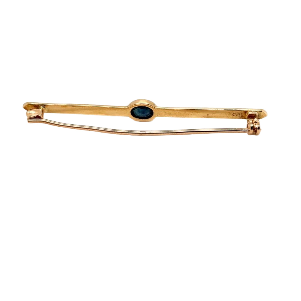 Broche Style Empire barrette en or jaune et saphir - Castafiore