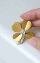 Broche Trèfle Diamants sur Or Jaune - Castafiore