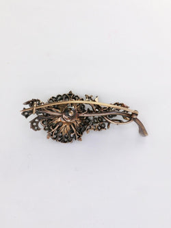 Broche trembleuse or argent diamants taille ancienne - Castafiore