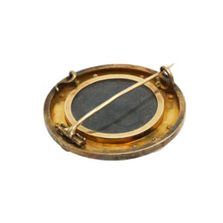 Broche URANIE Pendentif en or jaune émail noir agate émeraudes diamants - Castafiore