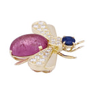 Broche Van Cleef & Arpels "Abeille" or jaune, diamants, tourmaline rose, saphir. - Castafiore