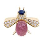 Broche Van Cleef & Arpels "Abeille" or jaune, diamants, tourmaline rose, saphir. - Castafiore