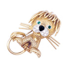 Broche Van Cleef & Arpels, "Lion ébouriffé", en or jaune, diamants, émeraudes et émail. - Castafiore