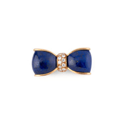 Broche VAN CLEEF & ARPELS "Nœud" en or jaune, lapis lazuli et diamants - Castafiore