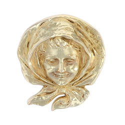 Broche VAN DER STRAETEN Femme au foulard en or jaune - Castafiore