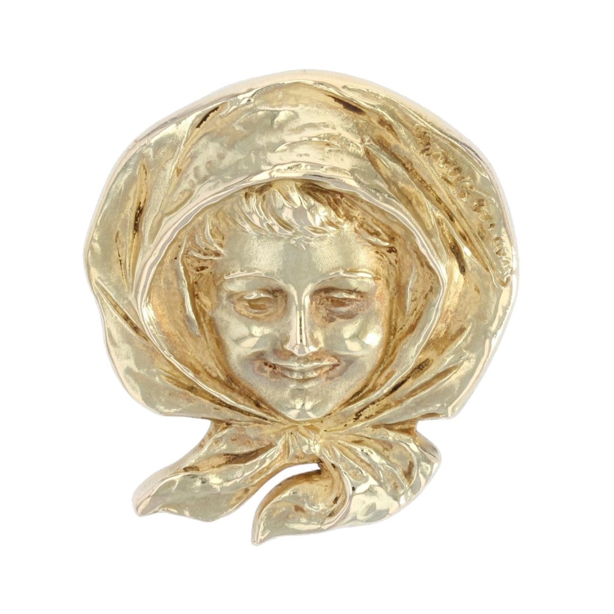 Broche VAN DER STRAETEN Femme au foulard en or jaune - Castafiore