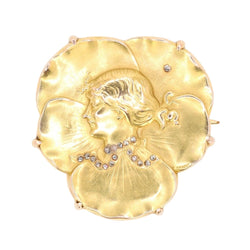 Broche VAUDET Art nouveau en or jaune et diamants - Castafiore