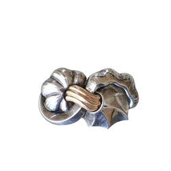 Broche vintage abstraite or rose et argent - Castafiore