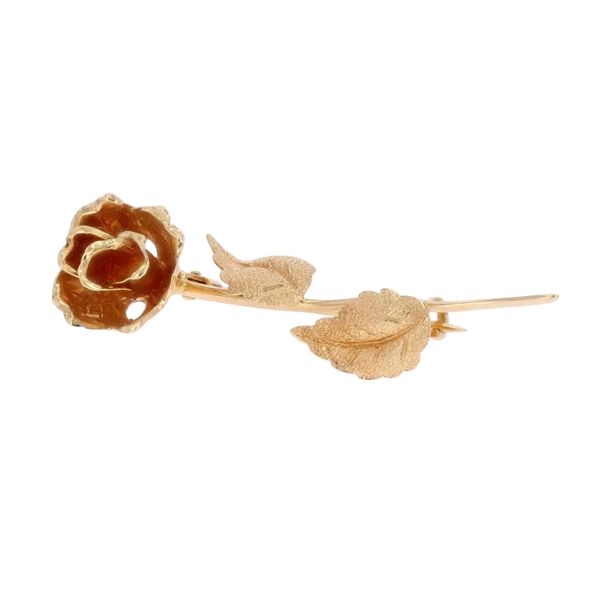 Broche VINTAGE Bouton de rose en or jaune - Castafiore