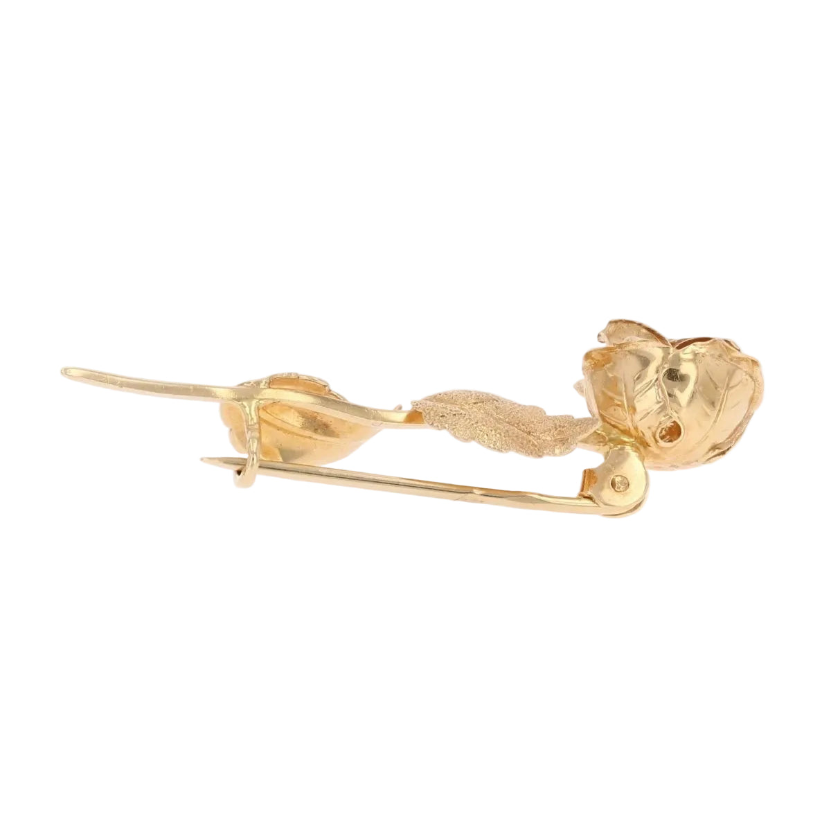Broche VINTAGE Bouton de rose en or jaune - Castafiore