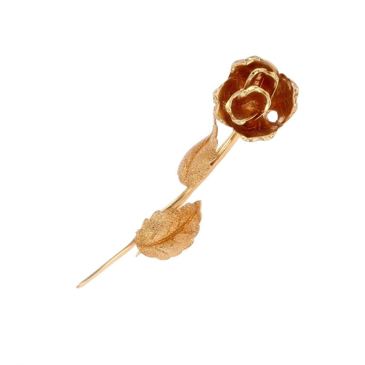 Broche VINTAGE Bouton de rose en or jaune - Castafiore