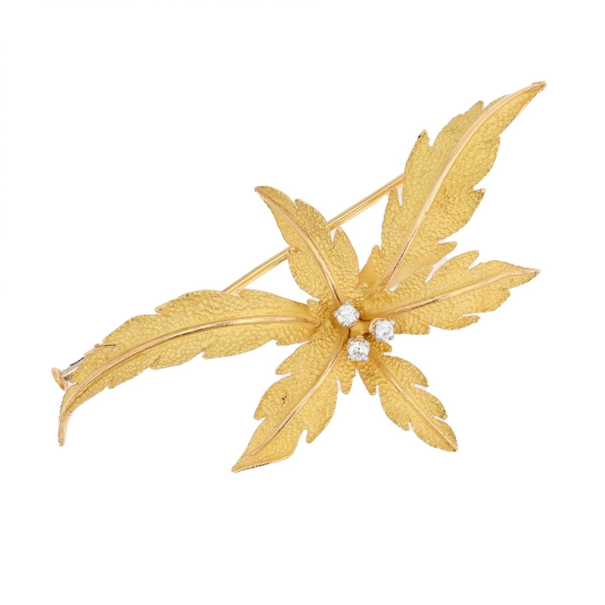 Broche vintage en or jaune et diamants - Castafiore