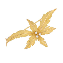 Broche vintage en or jaune et diamants - Castafiore