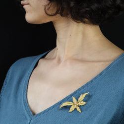 Broche vintage en or jaune et diamants - Castafiore