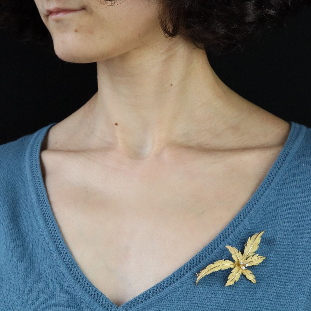 Broche vintage en or jaune et diamants - Castafiore