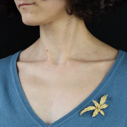 Broche vintage en or jaune et diamants - Castafiore