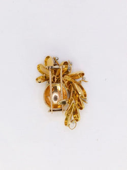 Broche vintage pot de fleurs or jaune platine diamants - Castafiore