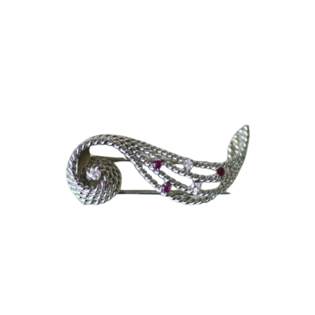 Broche volute diamants et rubis - Castafiore