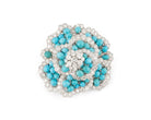 Broche VOURAKIS en or gris, boules de turquoises et diamants - Castafiore