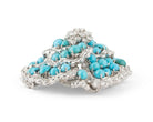 Broche VOURAKIS en or gris, boules de turquoises et diamants - Castafiore