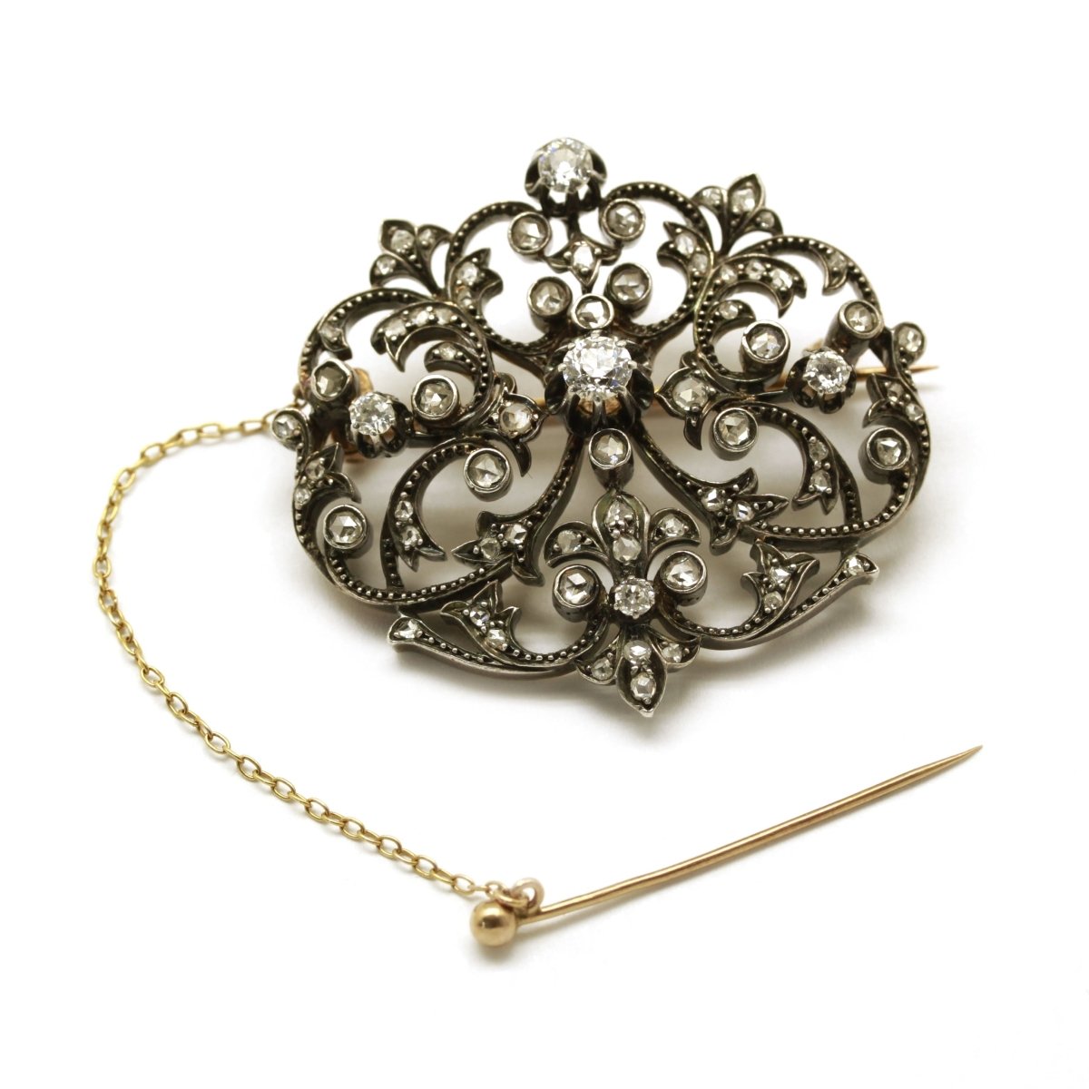 Broche XIXème - Or, Argent et diamants - Castafiore