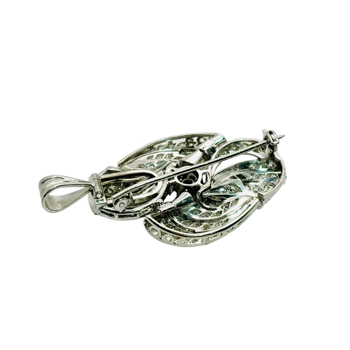 BROCHE Y COLGANTE EN PLATINO CON DIAMANTES - Castafiore