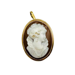Broche/Pendentif Camée en or jaune et coquille - Castafiore