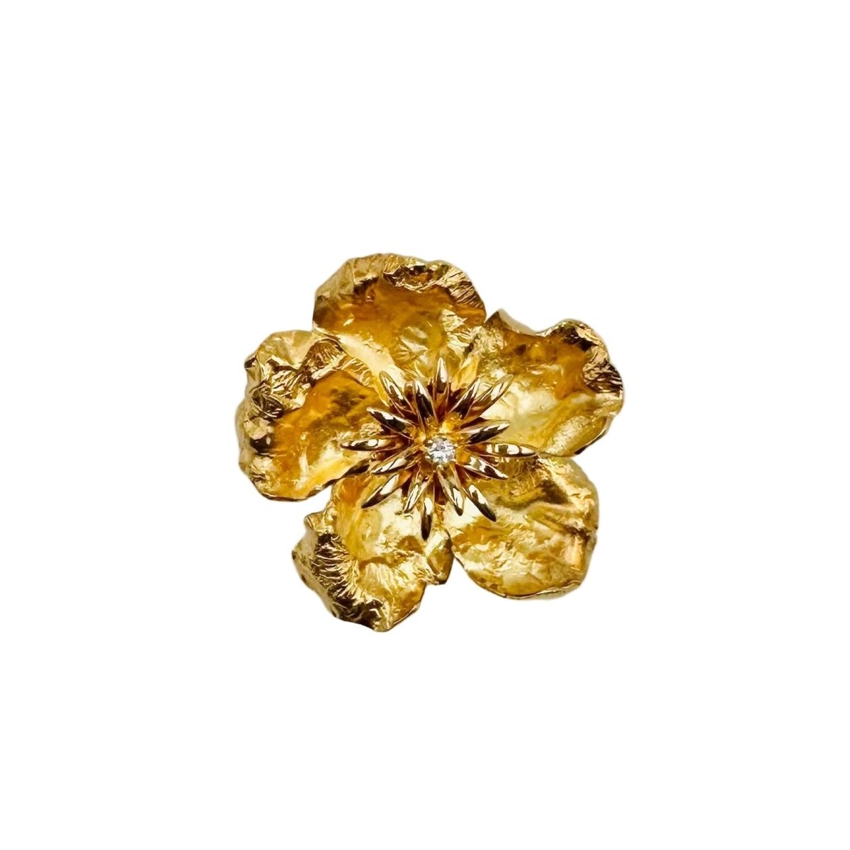 Broche/Pendentif Fleur H. SENA en or jaune et diamant - Castafiore