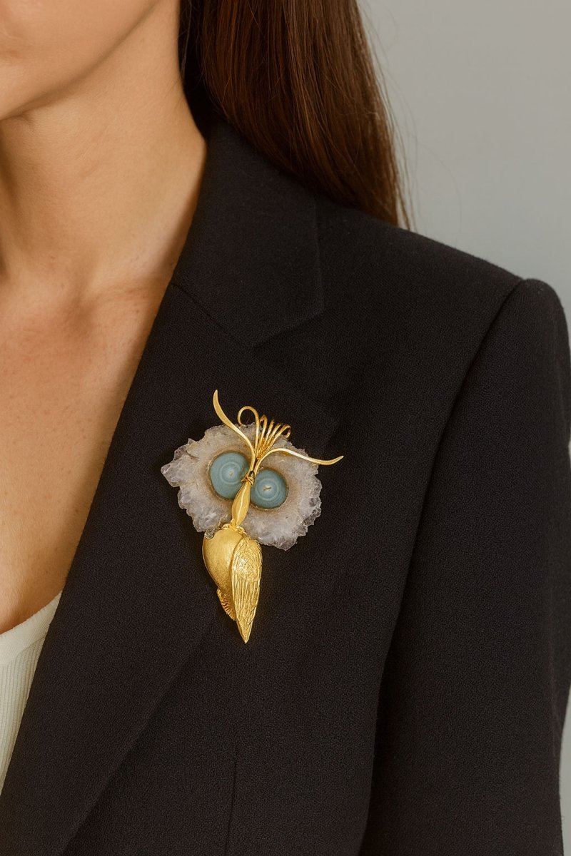 Broche/pendentif hiboux époque 1950/1960 - Castafiore
