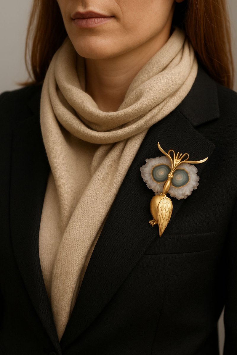 Broche/pendentif hiboux époque 1950/1960 - Castafiore