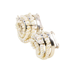 Broches Clips en or blanc et perles - Castafiore