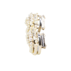 Broches Clips en or blanc et perles - Castafiore