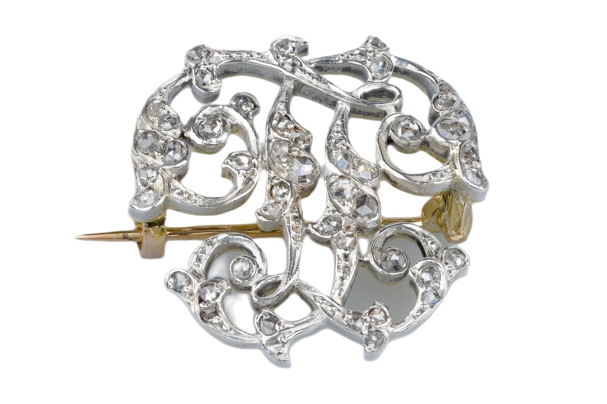 Broches Épingle en or jaune, argent et diamants - Castafiore